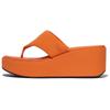 Zehentrenner FITFLOP "PLATFFORMS WEDGE", Damen, Gr. 39, orange, Textil, modisch, Schuhe, Keilsandale, Plateauschuh mit gepaddeter Bandage