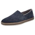 Slipper RIEKER, Herren, Gr. 41, blau (nachtblau), Veloursleder, unifarben, casual, Schuhe, Schlupfschuh, Casual-Slipper, Mokassin mit Perforation