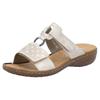 Pantolette RIEKER, Damen, Gr. 40, beige (creme), Lederimitat, metallic, casual, Schuhe, Sommerschuh, Strandschuh, Klettschuh mit Perforation, Topseller