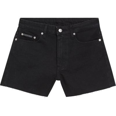 Shorts CALVIN KLEIN JEANS "90s DENIM SHORT", Damen, Gr. 34, N-Gr, schwarz (denim schwarz), Denim/Jeans, Obermaterial: 94% Baumwolle, 4% Elastomultiester, 2% Elasthan, unifarben, casual, normal kurz, Hosen, mit Fransensaum Image