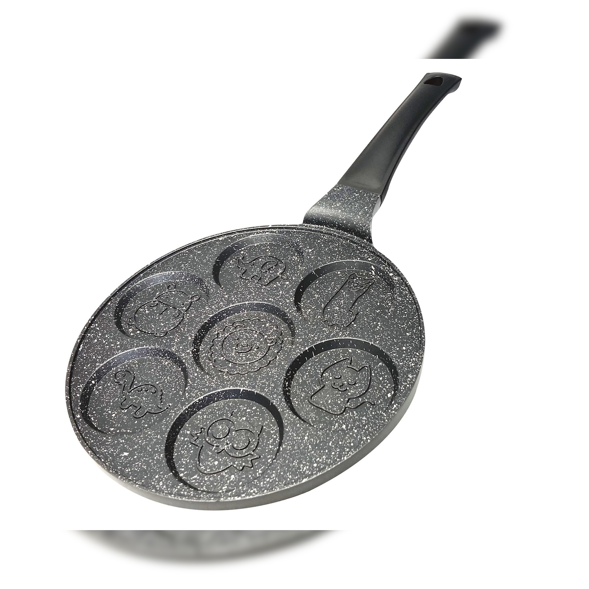 Tiere Cartoon 7 Loch Pfannkuchen Pfanne Ø26cm Induktion Alu Guss Spiegelei Eierpfanne Lochpfanne Image