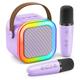 Macchina Karaoke Mini Portatile Bluetooth Altoparlante per Canto Microfoni Wireless Doppi e Luci Smartphone