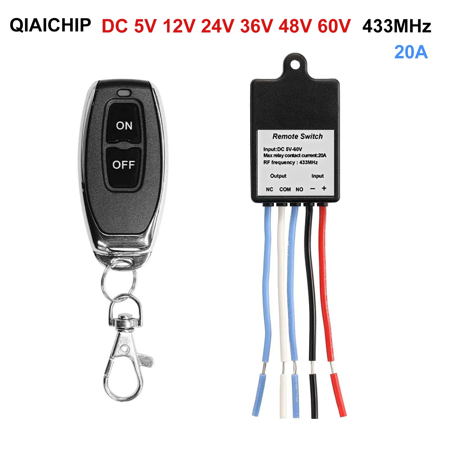 433 MHz Drahtloses Fernbedienungsschalterrelais DC 5 V-60 V Sender Fernbedienung Trockenkontaktrelais Tor Türlichtsteuerung Image