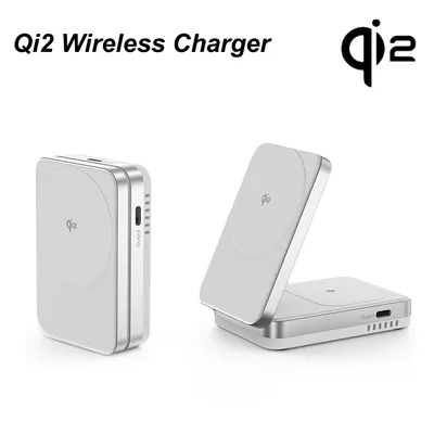 Qi2 2 in 1 magnetisches kabelloses Ladegerät Aluminium legierung 15w kabelloser Ladest änder für Image