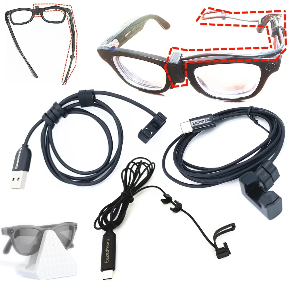 Das USB-/Typ-C-Ladekabel unterstützt Direktladung ohne Gehäuse und kontinuierliche Stromversorgung für Ray-Ban Meta Gen 1 2 Smart Glasses Rayban Image