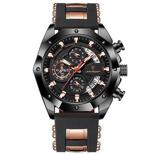 POEDAGAR Herren Armbanduhr Wasserdicht Leuchtende Chronograph Datum Herren Armbanduhr Silikonarmband Luxus Sport Herren Quarzuhren