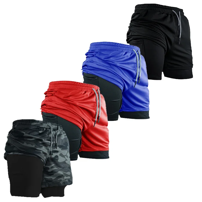 Herren-Workout-Sportshorts mit Handytasche – 2-in-1 – schnell trocknend und atmungsaktiv für Fitnessstudio und Laufen Image
