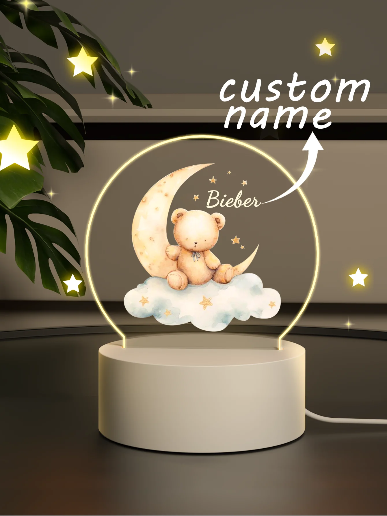 Personalisierte Kinder Tier Nachtlicht Benutzerdefinierte Name Acryl Lampe Baby Kinder Schlafzimmer Dekoration Neugeborene Geburtstag Weihnachtsgeschenk