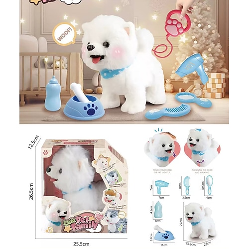 Welpen-Spielzeug für Kinder Spielzeughunde die gehen und bellen Gehender Hundespielzeug für Kinder mit Leine Interaktives Plüschwelpen-Spielzeug mit Fernbedienung für Mädchen und Jungen im Alter von Image