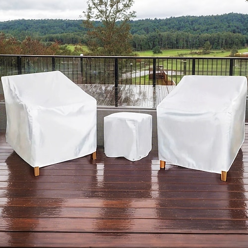 Abdeckungen für Terrassenmöbel, 210D Oxford-Gewebe, Abdeckungen für Terrassenmöbel-Sets für 3-teiliges Outdoor-Bistro, Terrassensofa-Bezüge-Set für 2 Stühle und Couchtisch, Silber, Schwarz Image