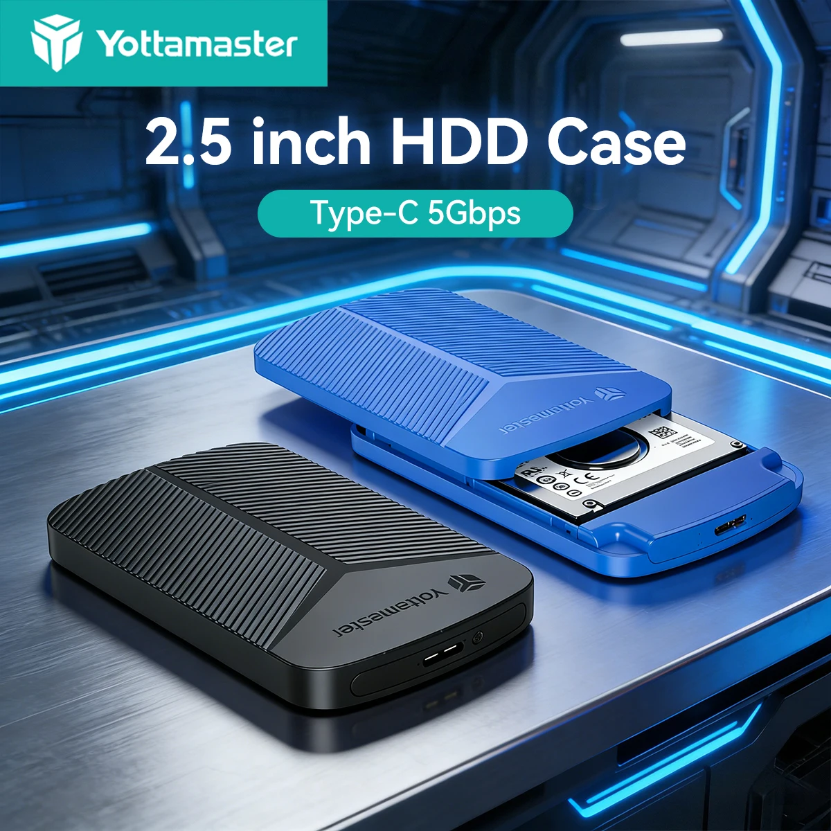 Yottamaster HDD-Gehäuse 2,5 Zoll Festplattengehäuse SATA zu USB3.0 HDD-Gehäuse Externes HDD-Gehäuse Box Unterstützt 4TB für PC Laptop Image