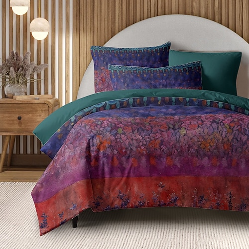 Ethisches Bettbezugset 100% Baumwolle Weiche und atmungsaktive Bettwäsche mit Blumen Leichter und langlebiger Bettbezug Komfortabel für alle Jahreszeiten Pflegeleicht Image