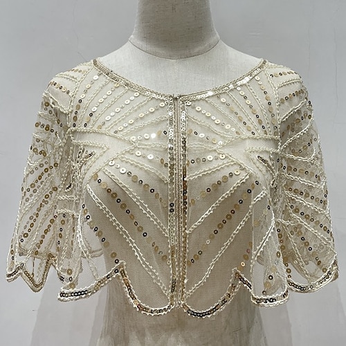 Goldene Zwanziger 1920er Retro Vintage Flapper-Schals Der große Gatsby Flapper-Mädchen Pailletten Kostüm Damen Karneval Abendgesellschaft Hochzeit Maskerade Erwachsene Schal Image