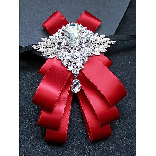 Luxuriöse Fliege mit Kristallbrosche für Herren – elegante Anstecknadel mit Strassverzierung, formelles Hochzeits- und Party-Accessoire Image