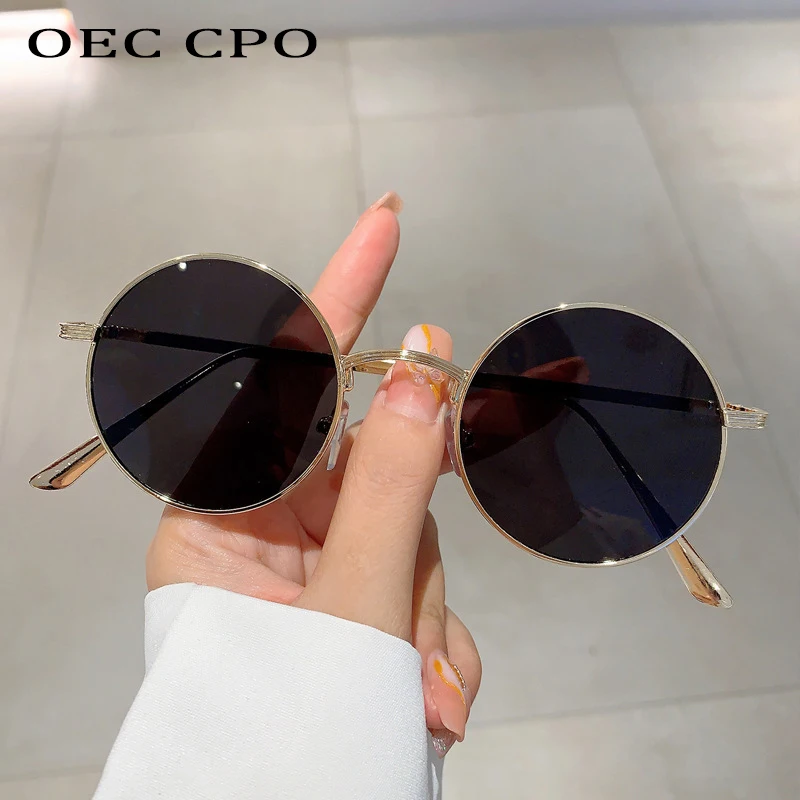 Klassische Punk Hip Hop Metallrahmen runde Sonnenbrille UV400 Sonnenschutz Shades für Männer und Frauen Outdoor Reisen Fahren Brillen Image