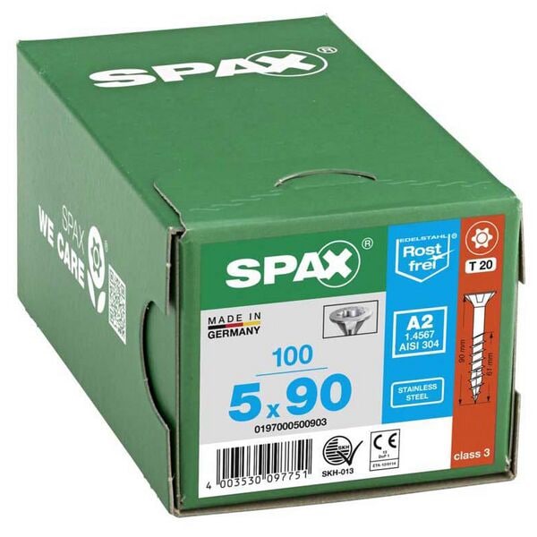 SPAX Universalschrauben T20 Senkkopf Edelstahl A2 5 x 90 mm 100 Stück silber Image