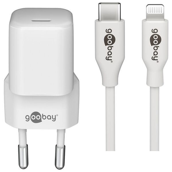 goobay Ladekabel USB-C PD mit Lightning Adapter weiß Image