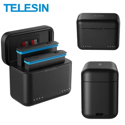 TELESIN For Insta360 X3 X4 Battery Charger Portable Charging Case TF Card Storage Box Charging Hub
