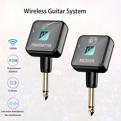 Wireless Guitar System 2.4GHz Wireless Guitar Transmitter Receiver 4 Signal Channel for Guitar Bass