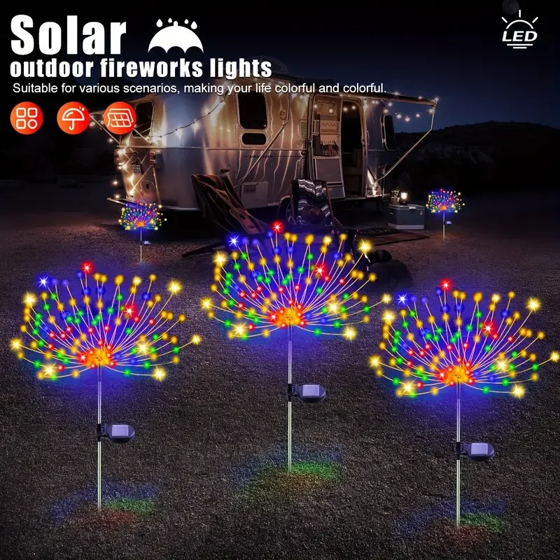360 LED énergie solaire feu d'artifice lumières décoration de jardin fée lumières étanche extérieure pissenlit pelouse lampe pour Patio jardin décor