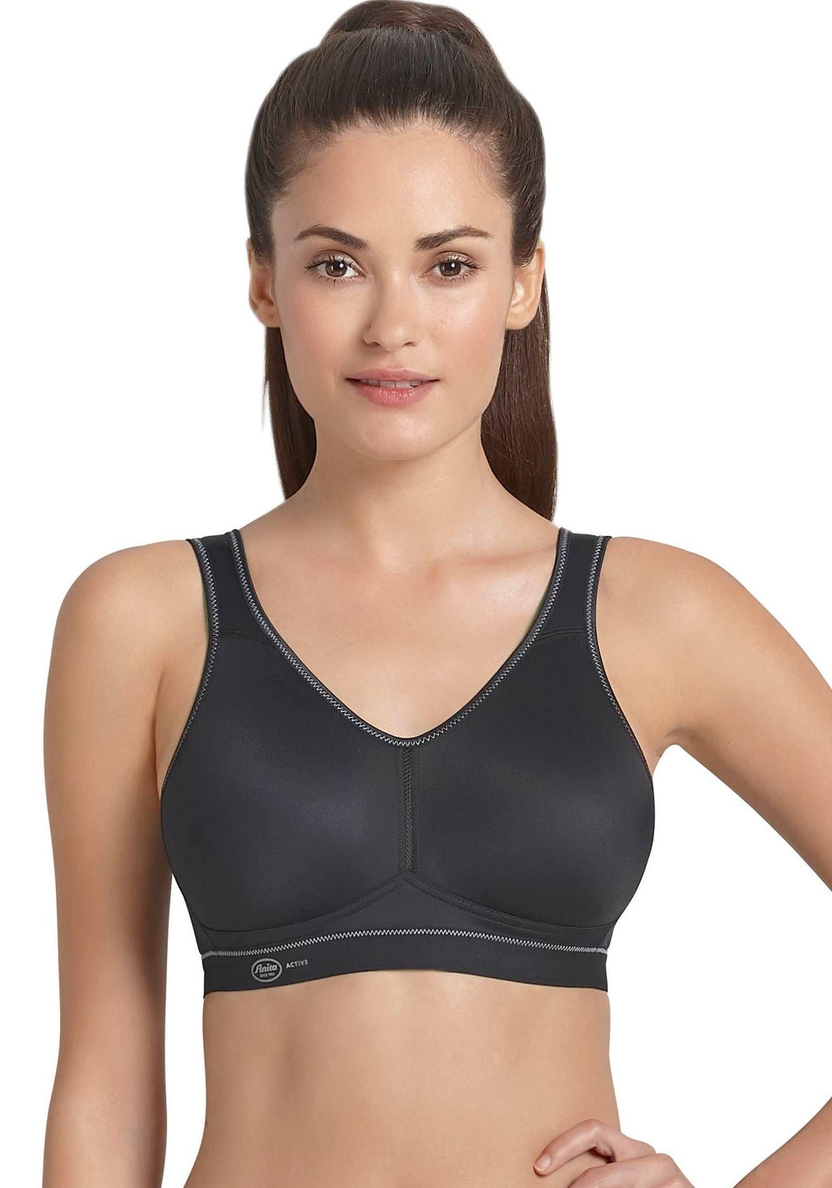 Sport-BH ANITA ACTIVE "Light & Firm", Damen, Gr. 75, Cup C, schwarz, Stoff, Obermaterial: 80% Polyamid, 20% Elasthan, clean, matt, Basic, regular fit, BHs Sport-BH, gemoldete Cups, verstellbare Träger, nahtlos, atmungsaktiv