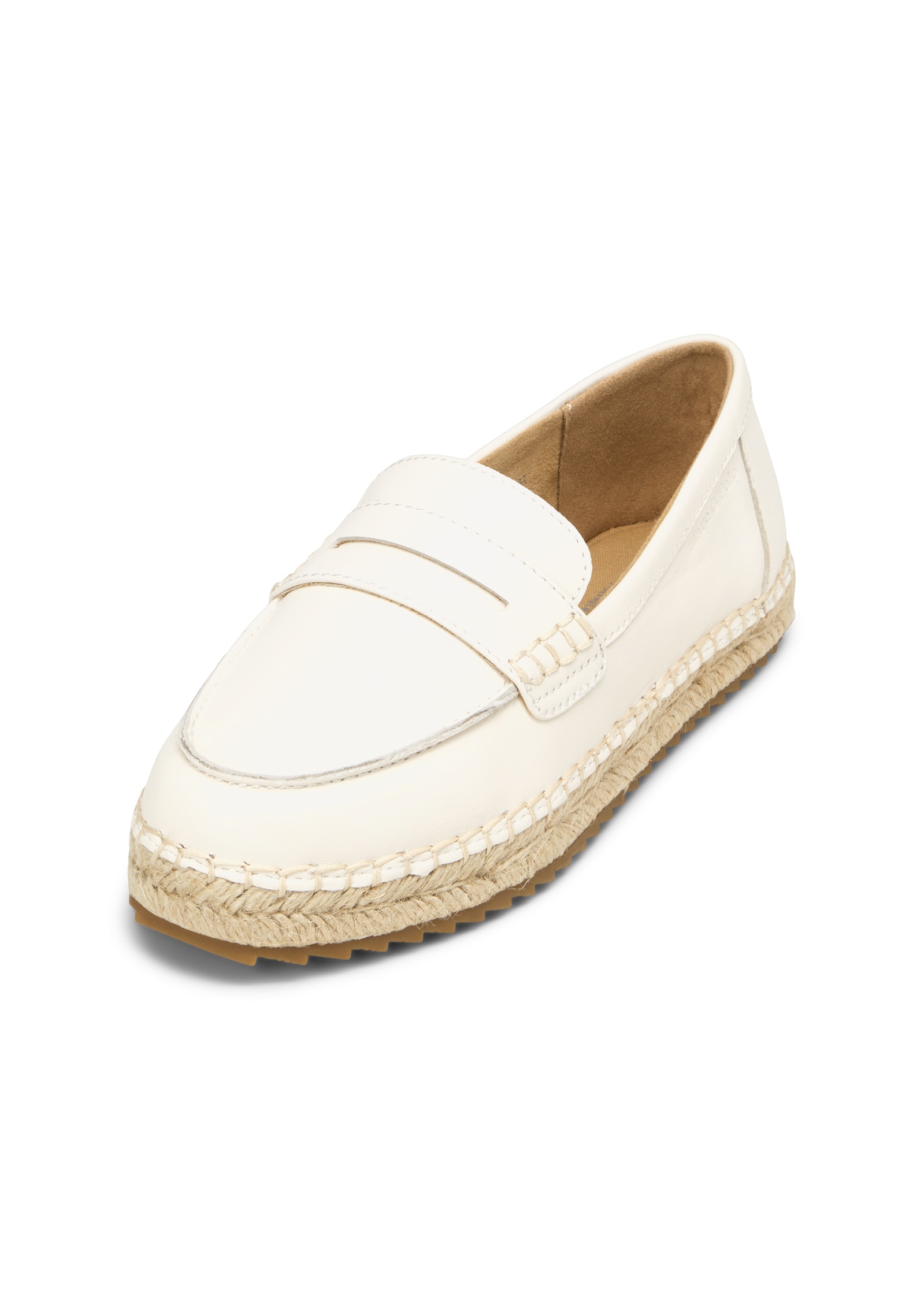 Espadrille MARC O'POLO "aus weichem Ziegenleder", Damen, Gr. 42, weiß (weiß cotton), Obermaterial: 100% Leder (Ziege), unifarben, Schuhe Espadrille