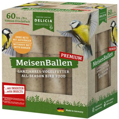 Premium Meisenballen mit Insekten 60er ohne Netz Ganzjahrefutter - Delicia