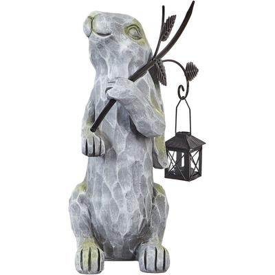 Dekofigur Hasenform Grau aus Leichtbeton 37 cm Outdoor Außenbereich Gartendeko Osterdeko Dekoration Image