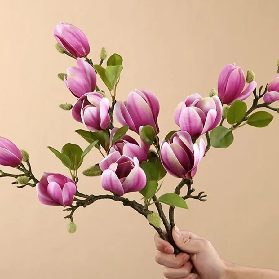 Artificial Flower Silk Magnolia Bouquet Diy Photo Props Wedding Bridal Garland Table Party Vase Home Outdoor Garden Decoration