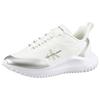 Sneaker CALVIN KLEIN JEANS "EVA RUNNER LOW LACE MIX ML WN", Damen, Gr. 36, silber (weiß, silberfarben), Textil, Synthetik, kontrastfarbene Details, sportlich, Schuhe, Freizeitschuh, Halbschuh, Schnürschuh mit leichter Laufsohle