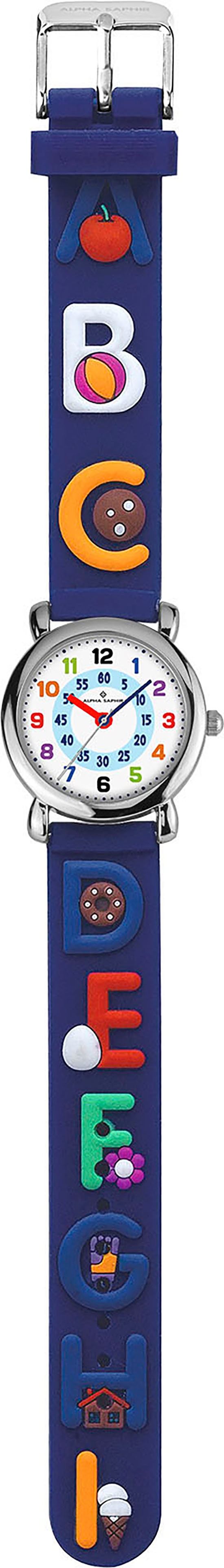 Quarzuhr ALPHA SAPHIR, blau (blau, weiß), Armbanduhren, Kinder, Quarzuhr, Armbanduhr, Kinderuhr, analog, ideal auch als Geschenk