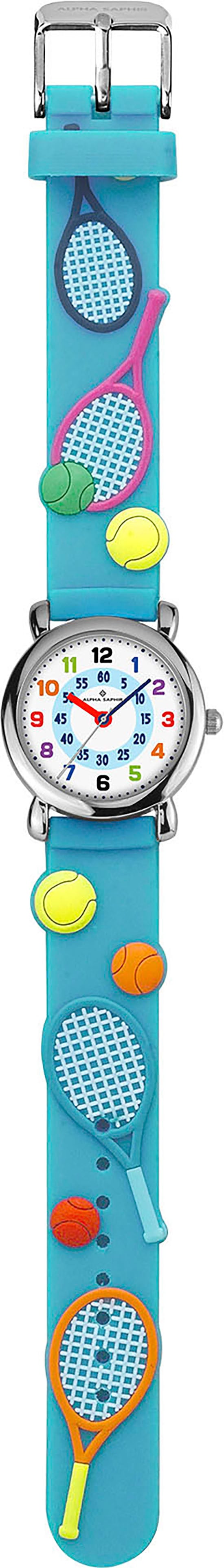 Quarzuhr ALPHA SAPHIR, blau (türkis, weiß), Armbanduhren, Kinder, Quarzuhr, Armbanduhr, Kinderuhr, analog, ideal auch als Geschenk