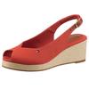 Keilsandalette TOMMY HILFIGER "FLAG MID WEDGE ESPAD SLINGBACK", Damen, Gr. 36, rot (coralle), Textil, Leder, modisch, Schuhe, Plateau, Sommerschuh, Riemchensandale mit verstellbarer Schnalle