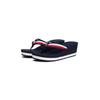 Dianette TOMMY HILFIGER "TH CORPORATE WEDGE BEACH SANDAL", Damen, Gr. 39, bunt (blau, rot, weiß), Textil, modisch, Schuhe, Keilabsatz, Sommerschuh, Zehentrenner mit gestreiften Bandagen