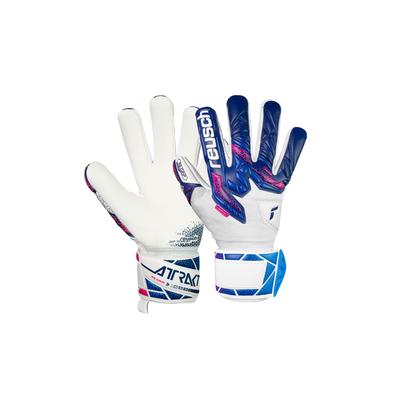 Torwarthandschuhe REUSCH "Attrakt RE:GRIP NC Junior", Kinder, Gr. 5, pink (pink, blau), 25% Elastodien, 3% Polyurethan, 34% Polyester, 1% Baumwolle, mehrfarbig, sportlich, Handschuhe, mit maximalem Grip Image