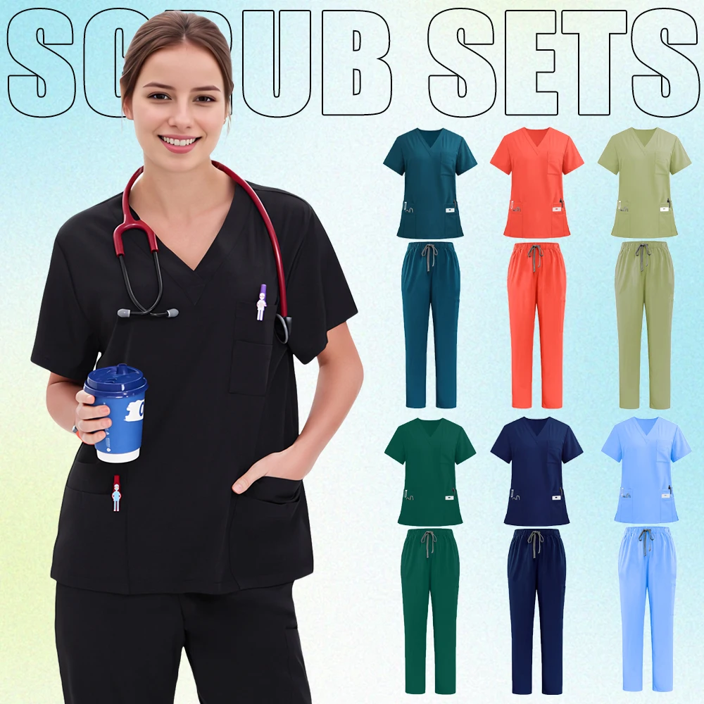Arzt Krankenschwester Peeling Set Krankenhaus Uniformen Klinik Medizinische Chirurg Pflege Kleidung Dental Pädiatrie Schönheit Salon Arbeit Anzug S23 Image