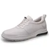 Herrenschuhe 2025, erhöhen Sport-Freizeitschuhe, niedrige Oberseite, Rindsleder, dicke Sohle, Laufsportschuhe, reines Schwarz, kleine weiße Schuhe