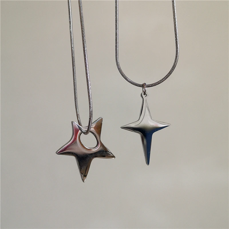 Punk große unregelmäßige hohle Stern Anhänger Edelstahl Halskette für Frauen Männer Unisex Hip Hop Trend ing Halskette y2k Schmuck