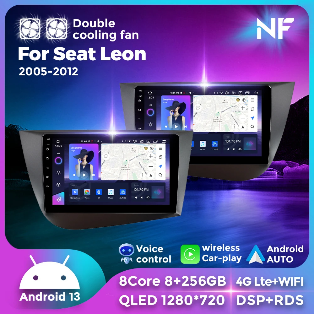 Navifly 9-Zoll qled Carplay Android Auto Autoradio für Sitz Leon 2 mk2 2012-2015 GPS Stereo Autoradio intelligente Systeme 2 din Image