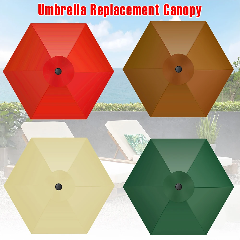 Regenschirm-Ersatzüberdachung, 1,8 m, wasserdichter Sonnenschirm, Ersatztuch, Außenterrasse, Sonnenschutz, Zubehör für 6-Rippen-Sonnenschirm Image