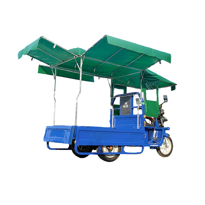 Batterie-Elektro-Dreirad-Überdachung, neues, vollständig versiegeltes Regenvorhangregal vorne, vollständig geschlossener Carport Image