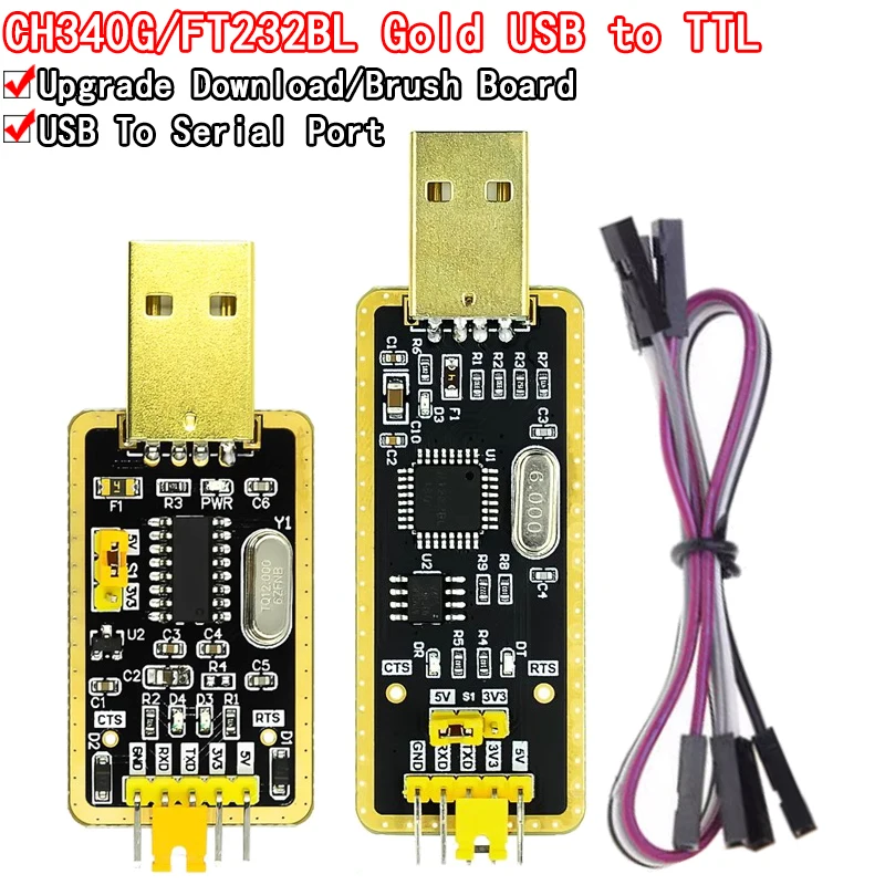 CH340G/FT232BL FT232RL USB 2.0 zu TTL Level Download-Kabel zu seriellem Board-Adaptermodul 5V 3,3V Debugger TO 232 unterstützt Win10 Image