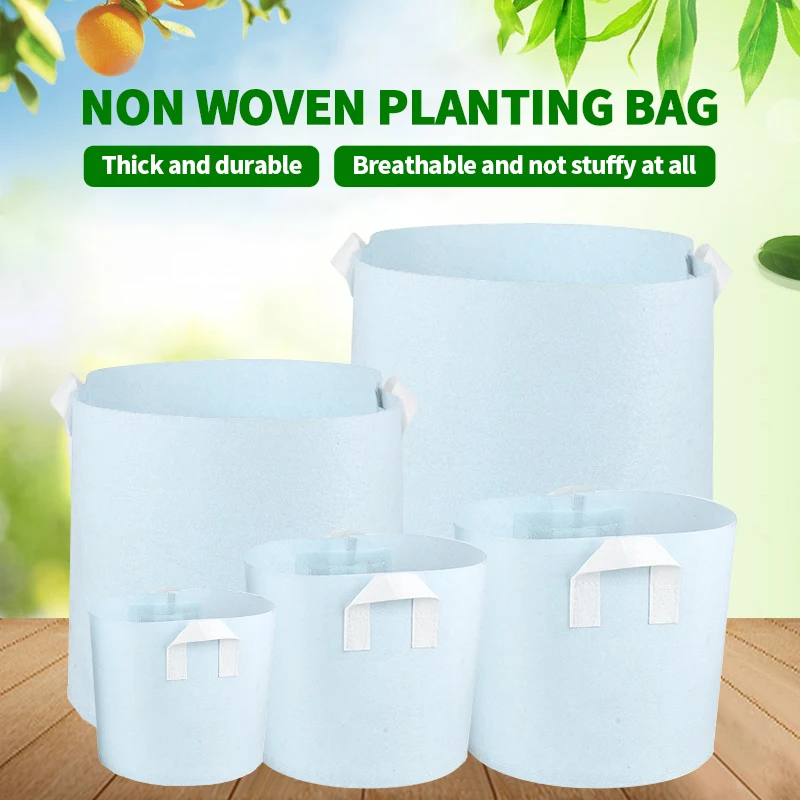 Verdickte, atmungsaktive Wachstumsbeutel in verschiedenen Größen mit Griffen für den Innen- und Außenbereich, Pflanzenwurzelschutz, Gartenbehälter Image