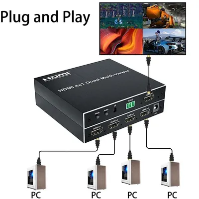 4x1 HDMI Quad Screen Multi viewer 1080p 4 in 1 aus HDMI Multi Viewer nahtlose Switcher 6 Display-Modi für Kamera Laptop PC zu TV Image