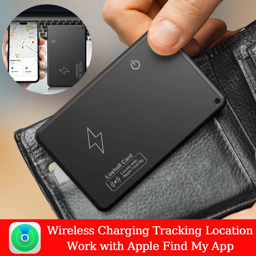 2025 Drahtloser Bluetooth-Lade-Tracking-Standort, Brieftaschen-Tracker, Karte, wasserdichter GPS-Locator, Tracker, funktioniert für Apple Find My App Image