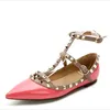 Dame Cross Kommode Wohnungen Gold Nieten Schuhe glänzend matt Mujer Tacons plus Größe 29cm 35-48