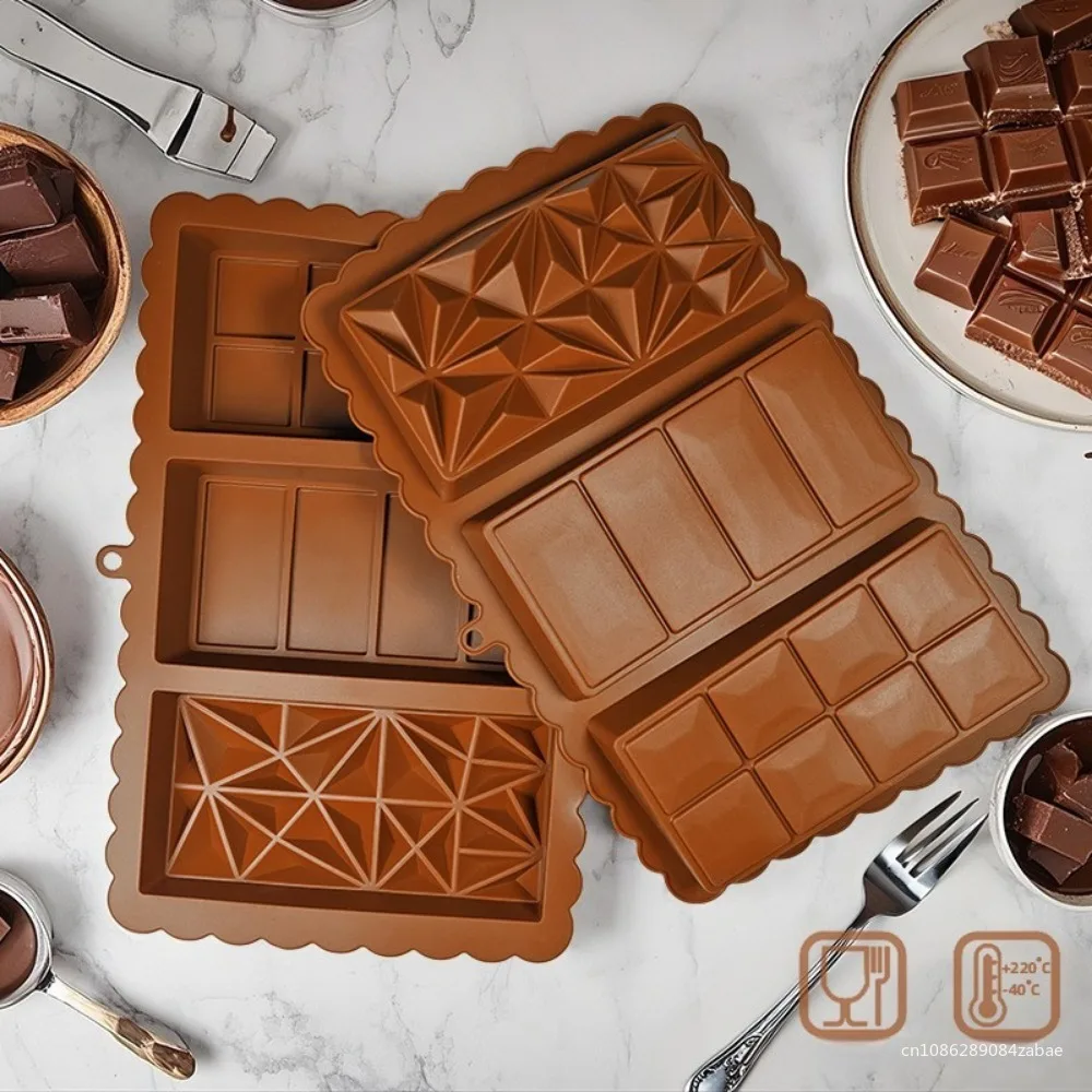 3-in-1-Silikon-Schokoladenriegelform Dubai Luxus Candy Bar Break Apart Formen zum Backen von DIY-Geschenken Professionelle Herstellung von Desserts Image