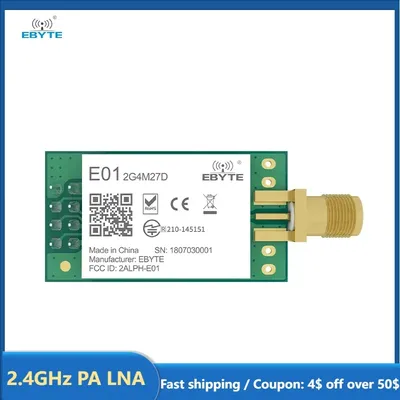 nRF24L01 PA LNA nRF24L01P 2.4GHz Module 27dBm Wireless Transceiver Module Long Distance Small Size