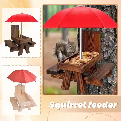 Squirrel Feeder In Stock Outdoor animal Wooden Squirrel Feeder Pet Dining Table With Bench an