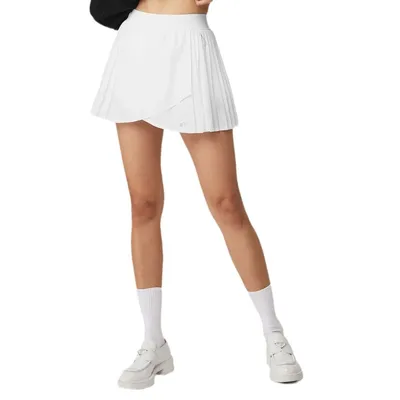 Fashion Solid Tennis Skirt Pocket Prevent Light Leakage Yoga Fitness Skirt Black White Sports